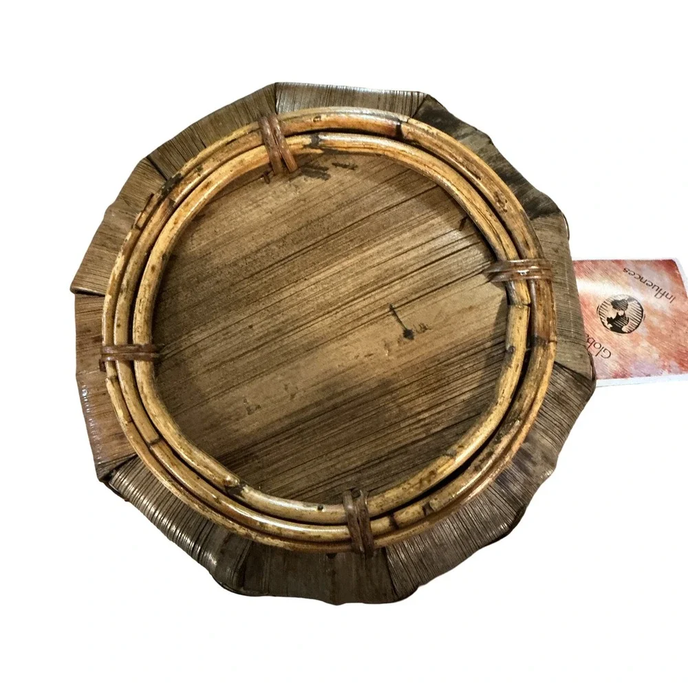Global Influences 1997 Medium Tacong Bowl Woven Wood Basket 8.5
